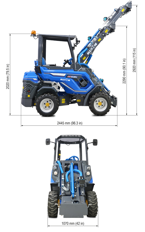Multione 6.3+ K Mini Articulated Loader Lift Height